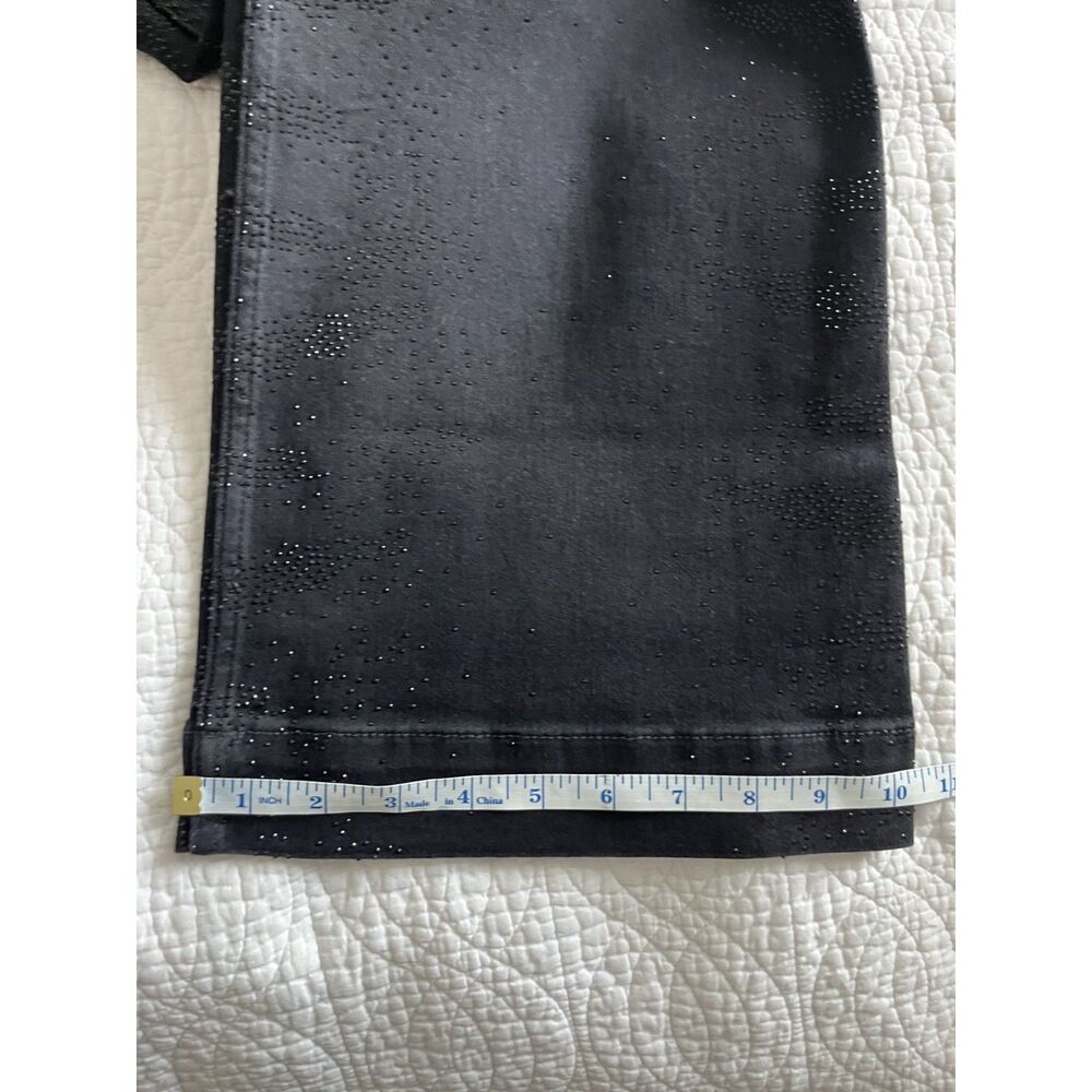 Anthropologie Maeve Colette Sparkle Crop High Rise Wide Leg Jeans Sz 28 Black - Picture 10 of 12